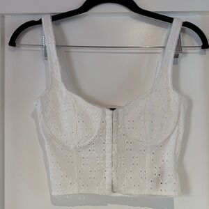 H&M White Eyelet Lace Tank Top